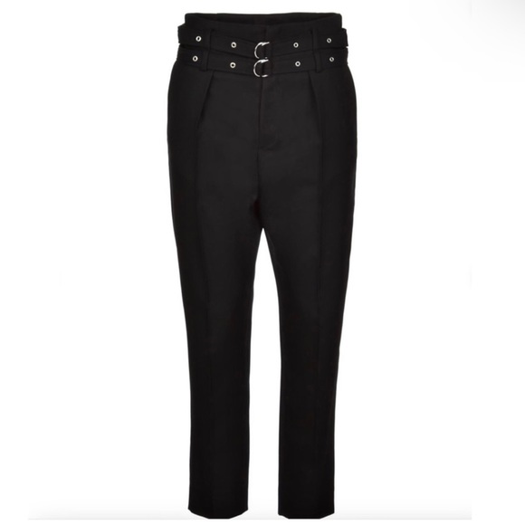NEW IRO BLACK HIGH WAISTED WOOL PANTS - Picture 8 of 10
